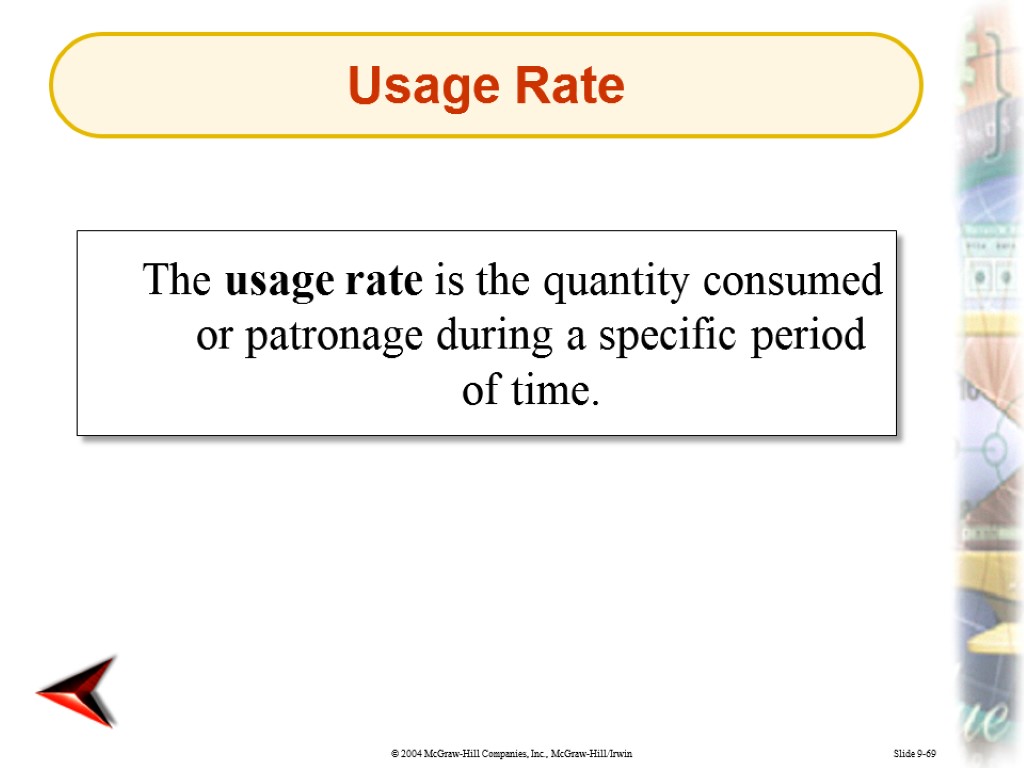 Slide 9-69 The usage rate is the quantity consumed or patronage during a specific